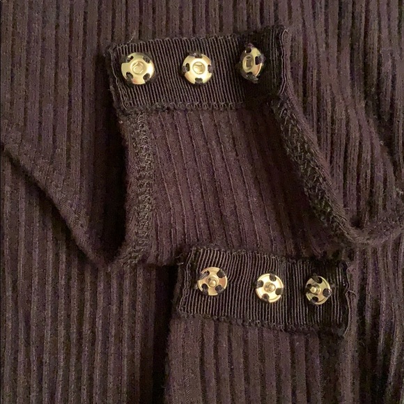 Trouve Navy Blue Rib Lace Up Long Sleeve Bodysuit - Picture 6 of 7